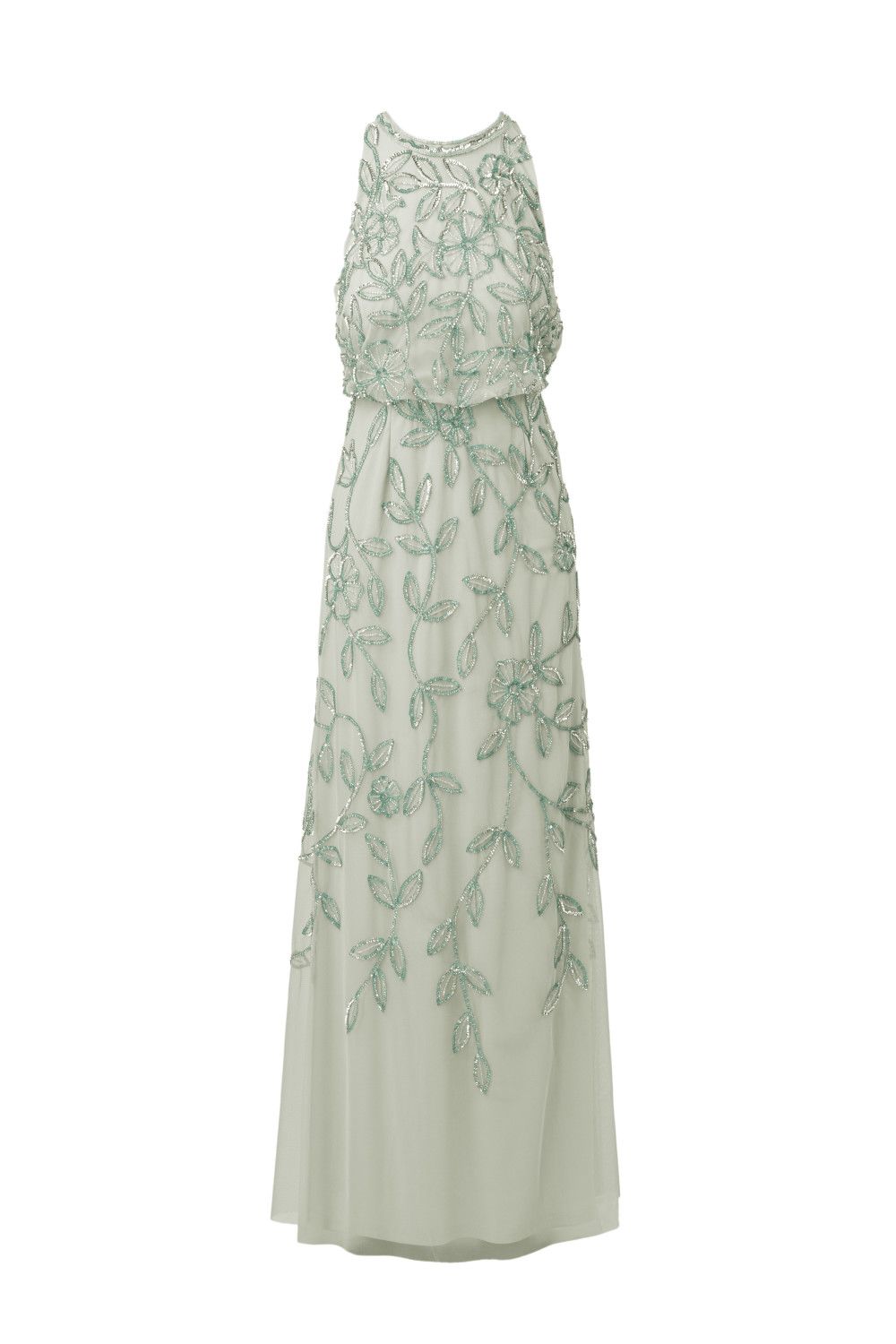 Adrianna Papell Women's Blouson Bead Long Dress in Mint