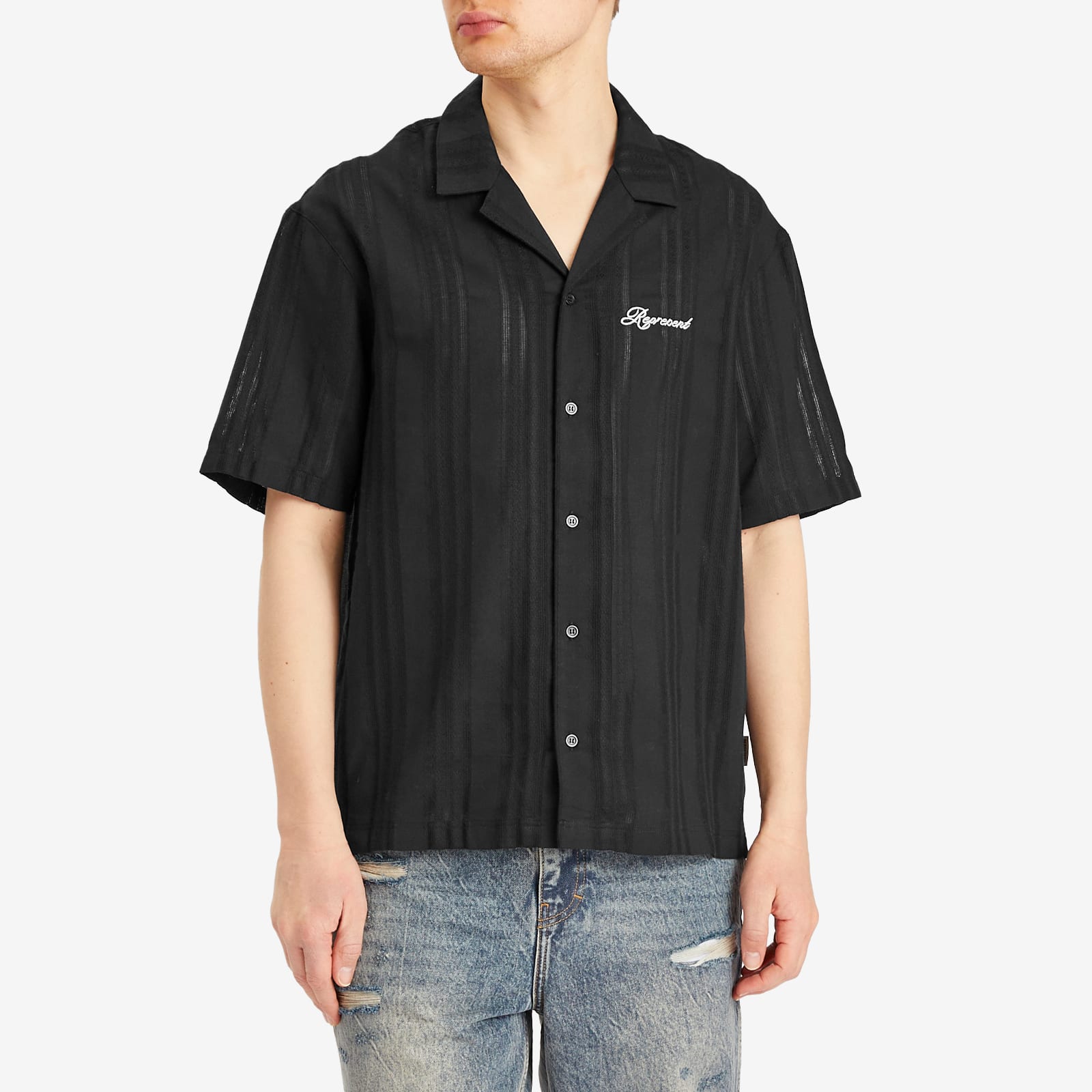 Represent Men's Embroidered Bowling Shirt in Jet Black