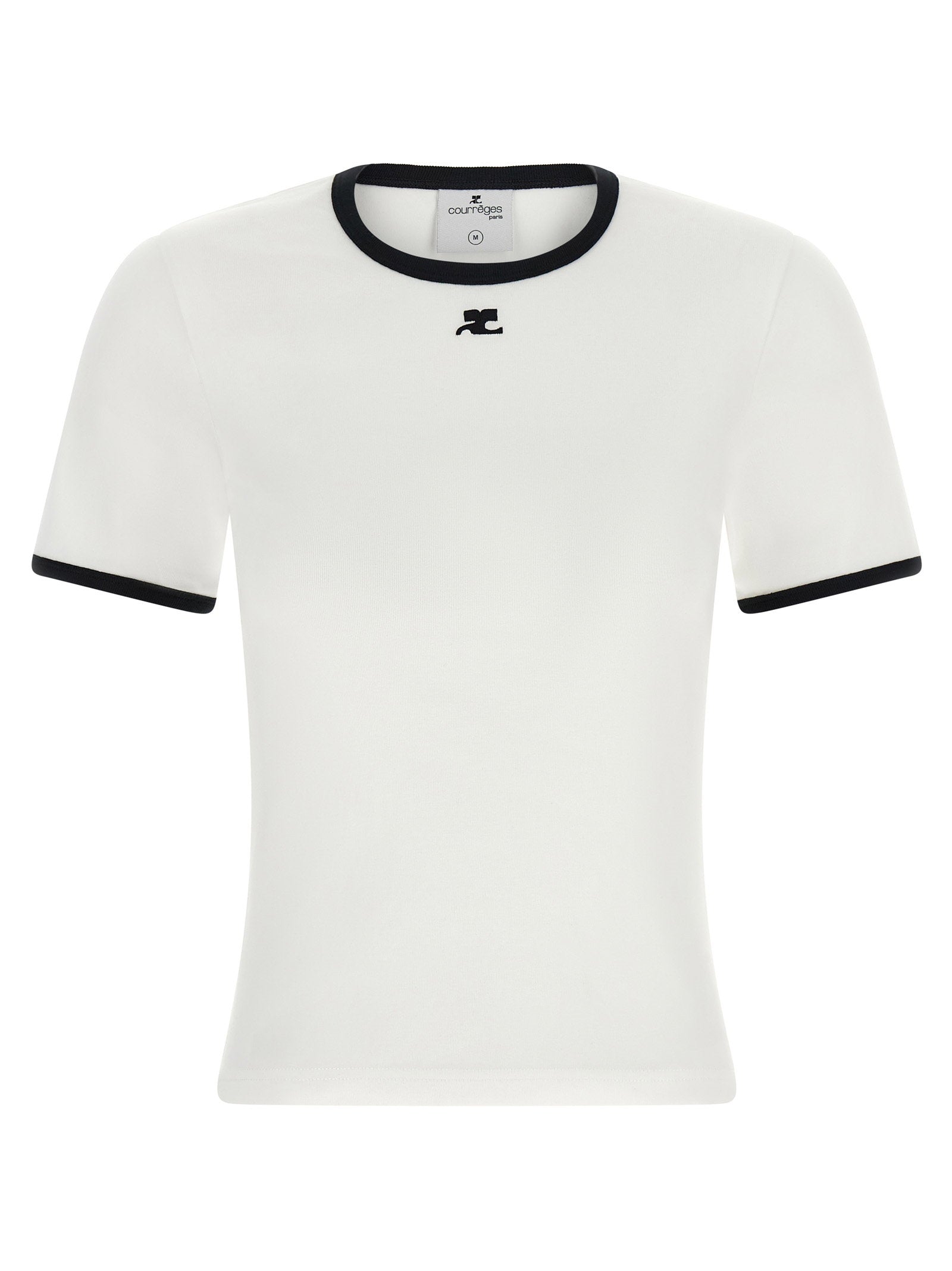 Logo-Embroidered Contrast-Trim T-shirt — White