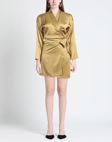Woman Mini dress Sage green Size M Silk, Elastane