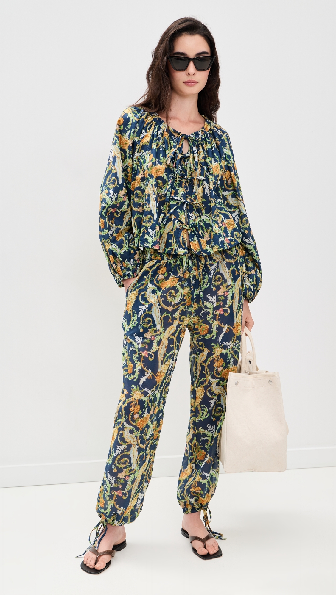 Beach Pants Royal Birds Navy