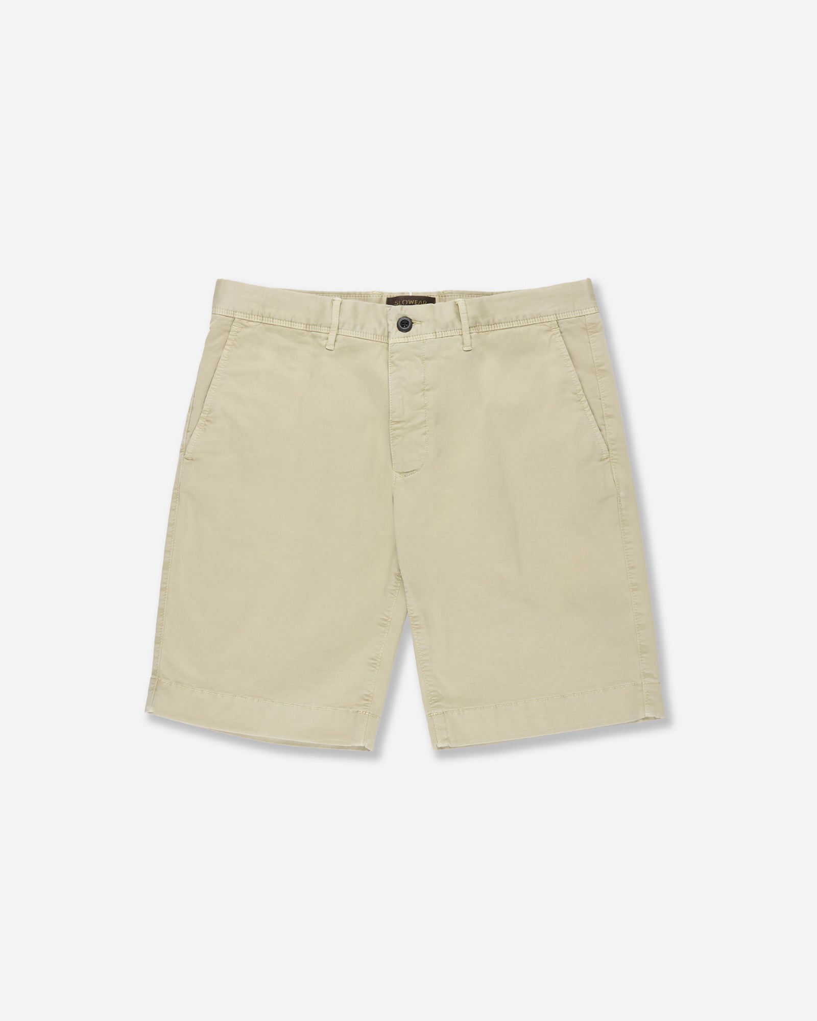 Slim-fit stretch gabardine Bermuda shorts light beige