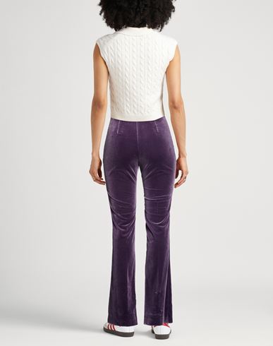 Woman Pants Dark purple Size 10 Cotton, Elastane