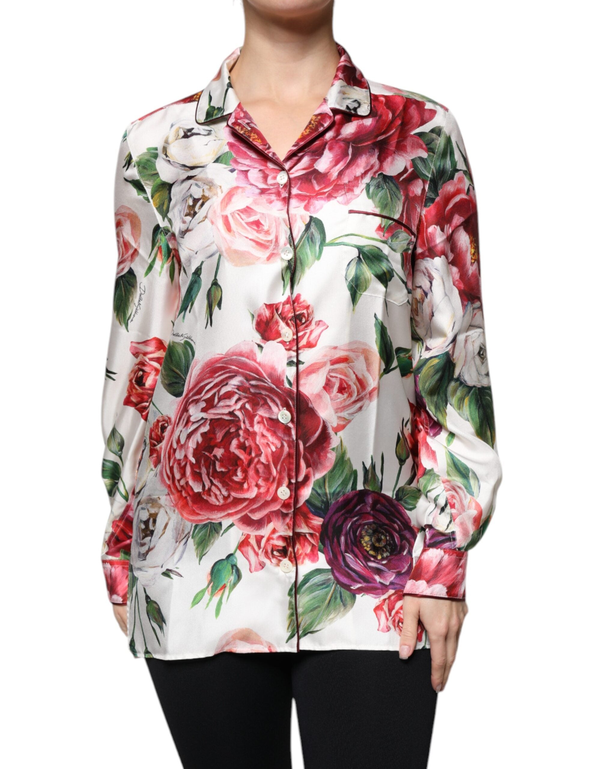Floral Silk Blouse — White