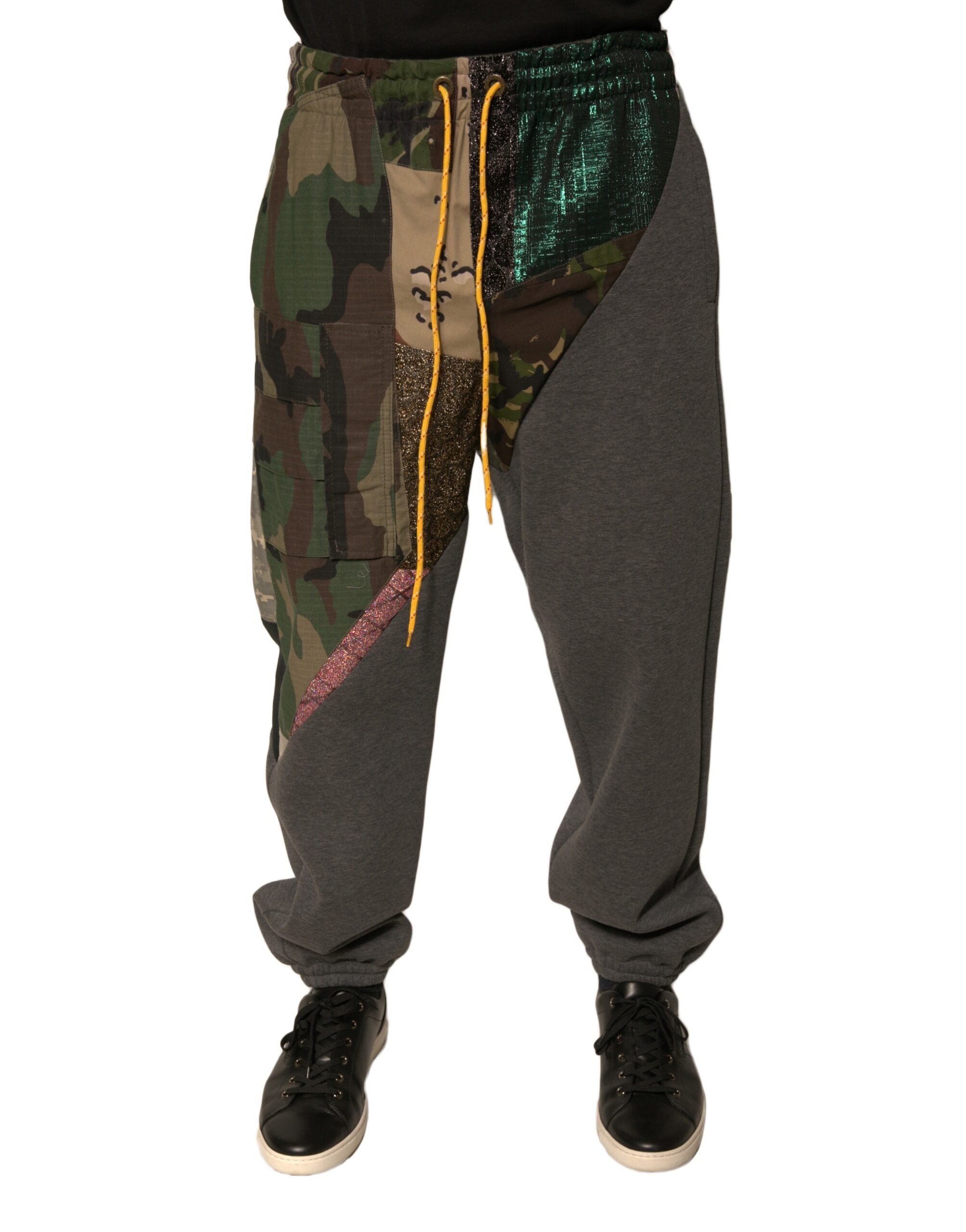 Patchwork Camouflage Cotton Joggers — Multicolor