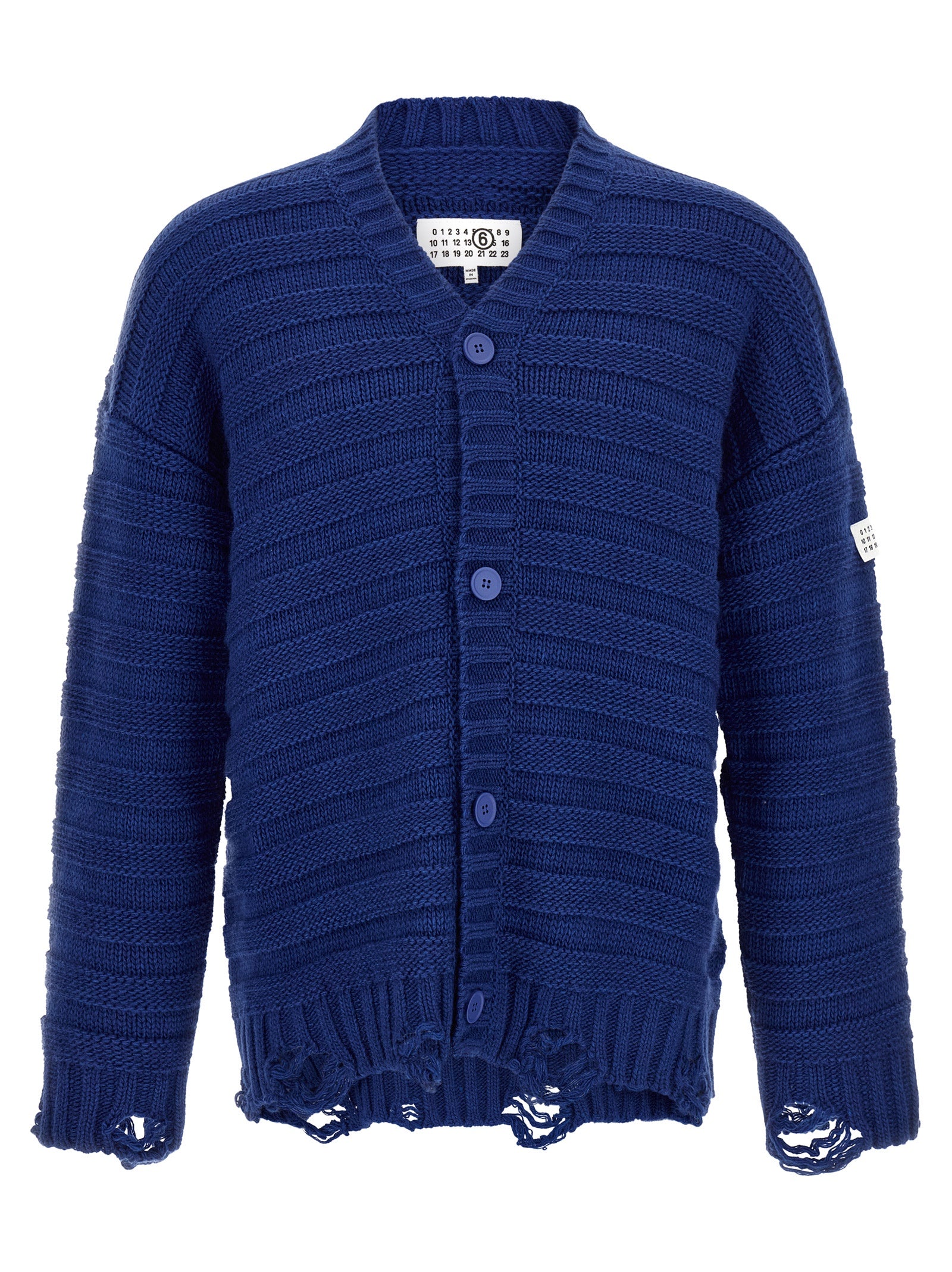 Virgin Wool Blend Cardigan — Blue