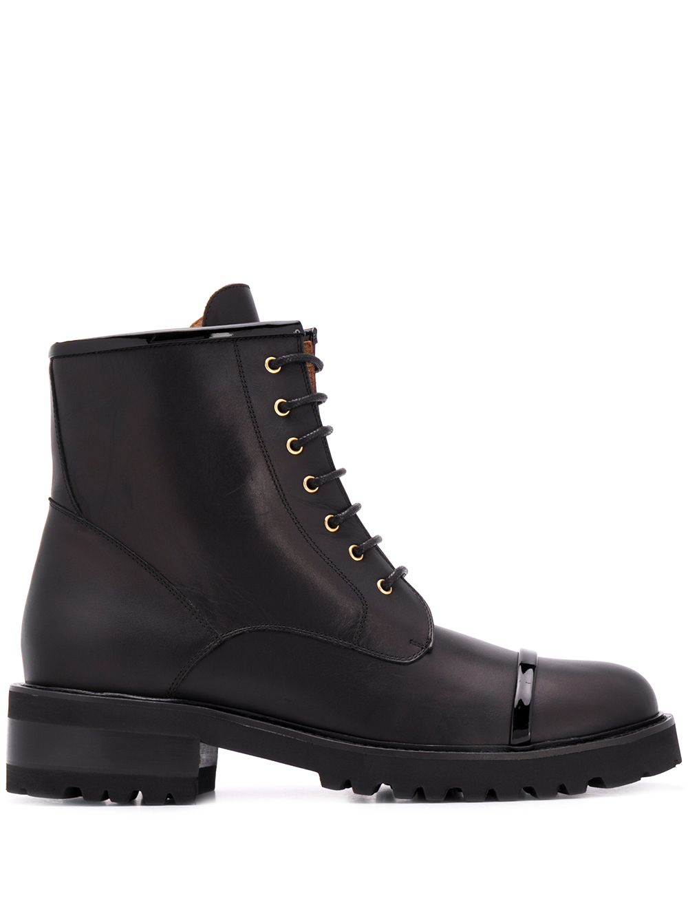Chunky lace-up leather boots - Black