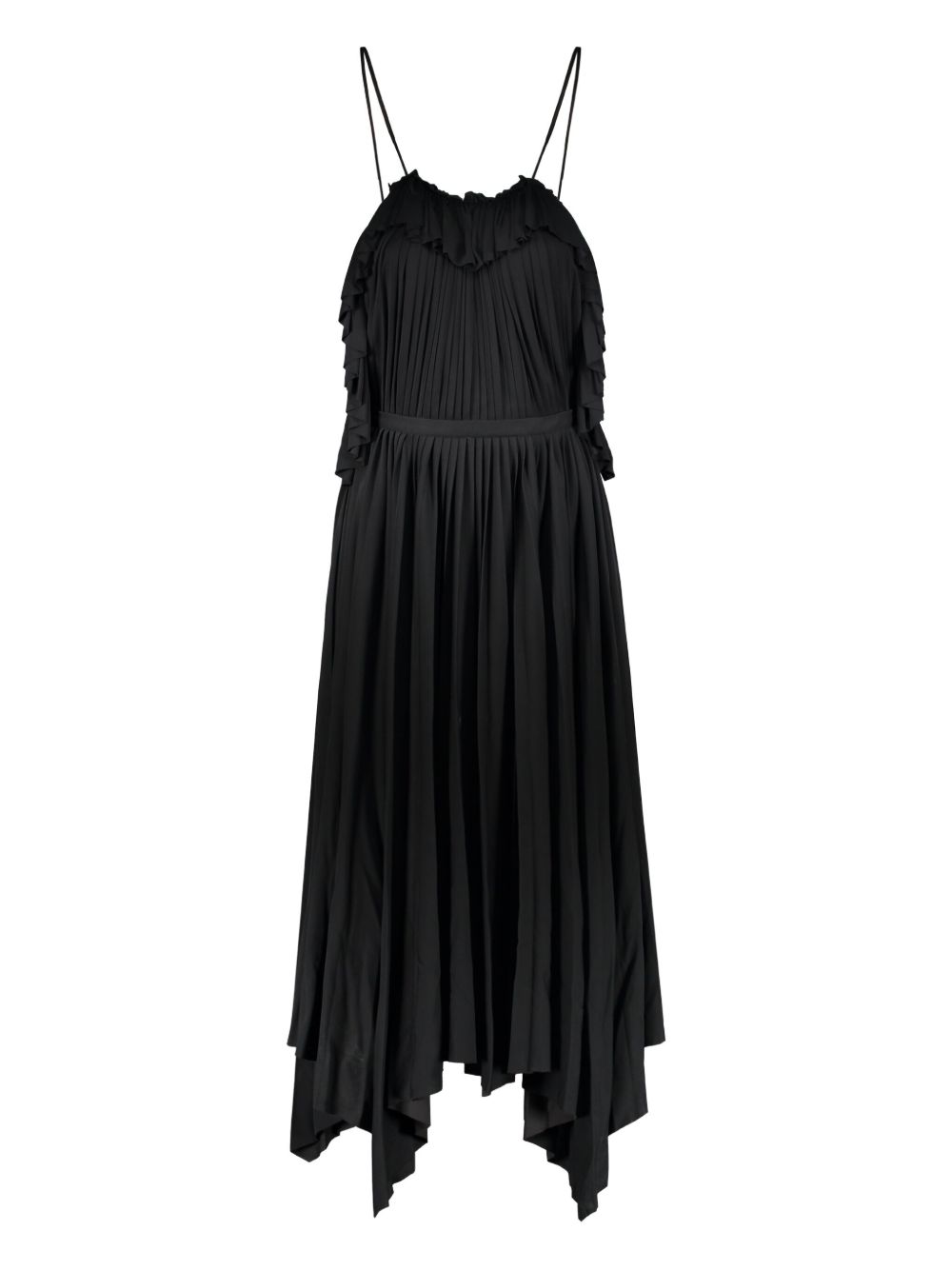 Pleated ruffled dress - Black
