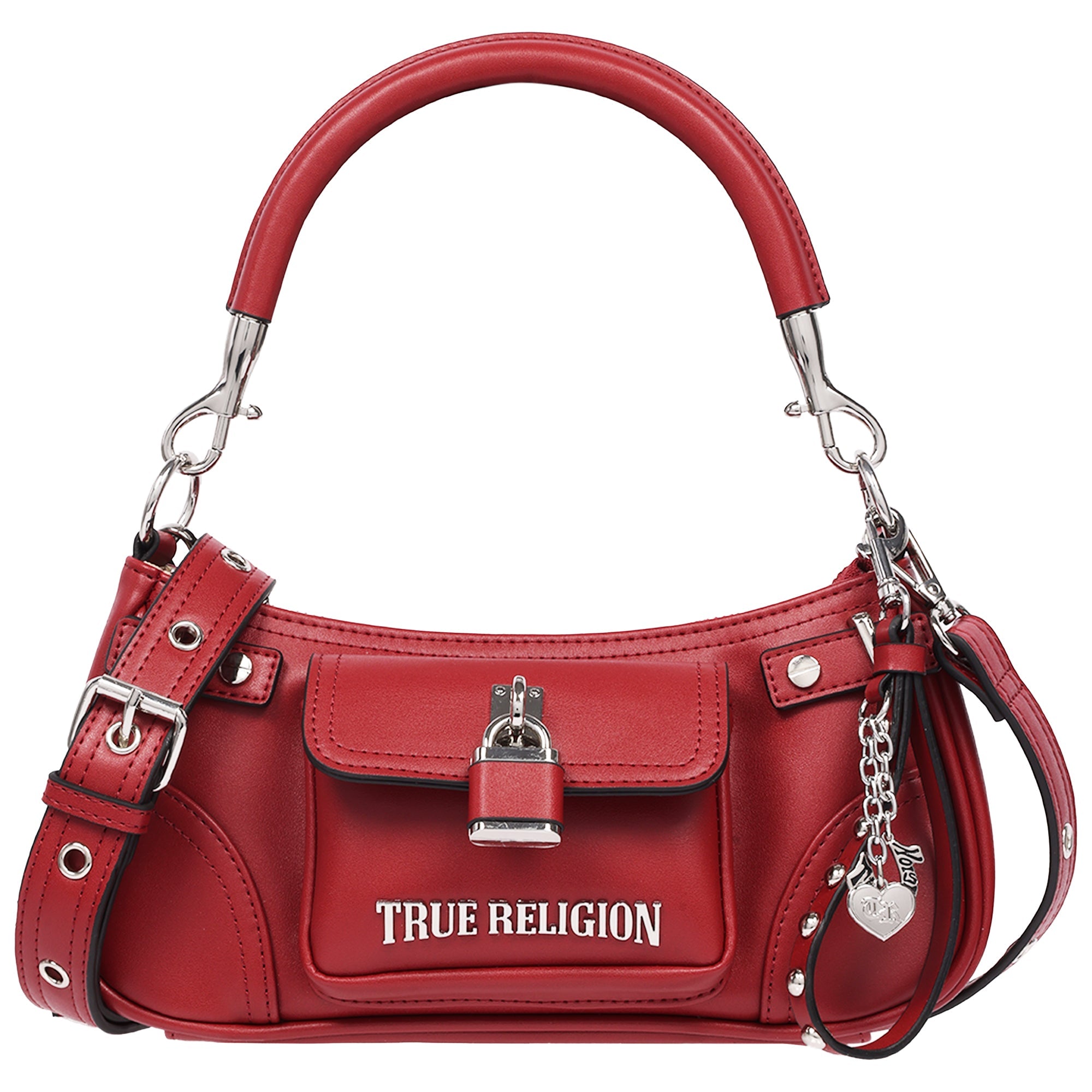 Moto Shoulder Bag with Lock Pocket Charm - Convertible Shoulder & Crossbody Purse