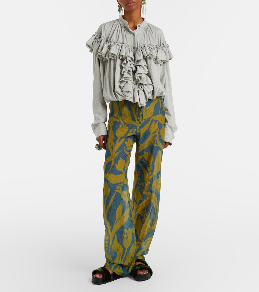 Pachas printed silk straight pants