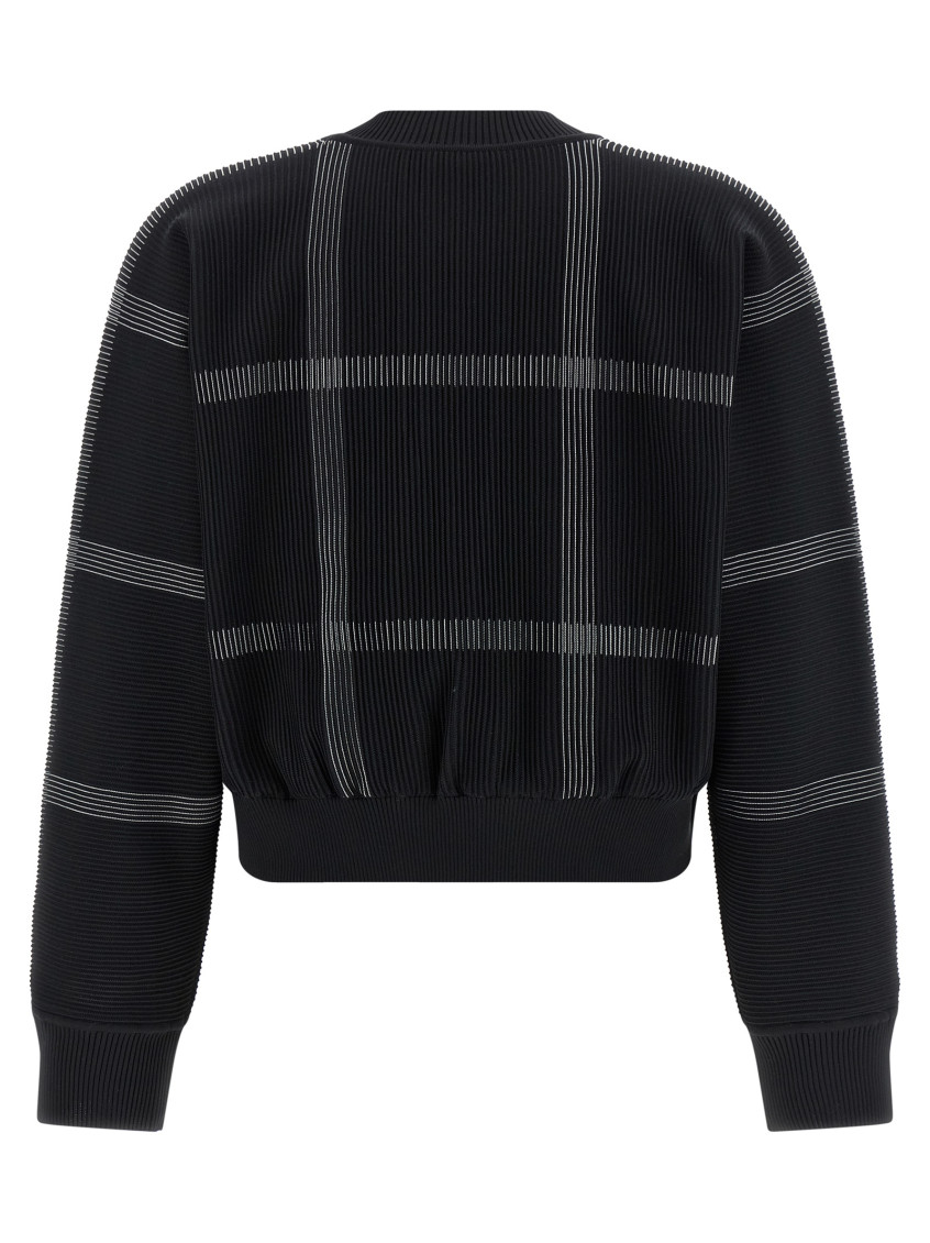 Pleats Please Issey Miyake - crossing knit crew neck check sweater