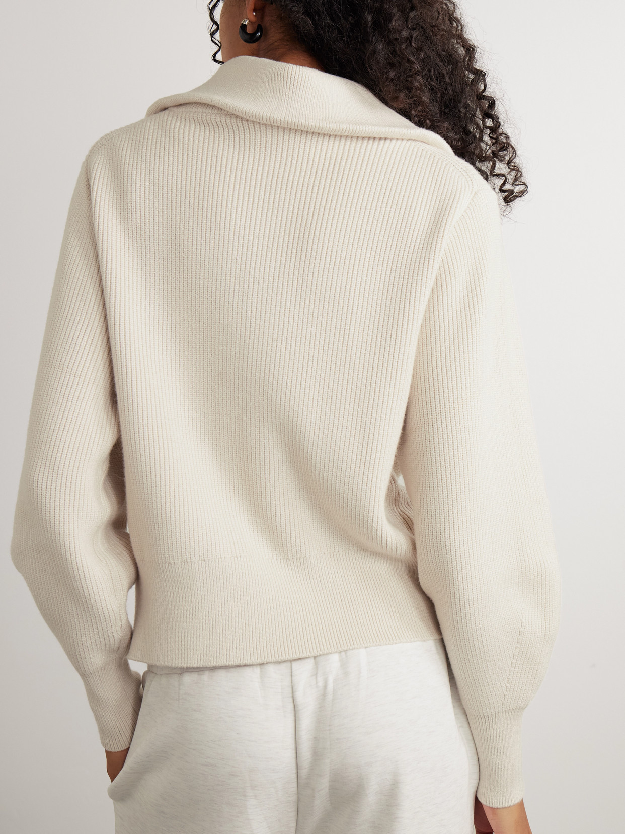 Enrico Ribbed-knit Turtleneck Cardigan - Cream