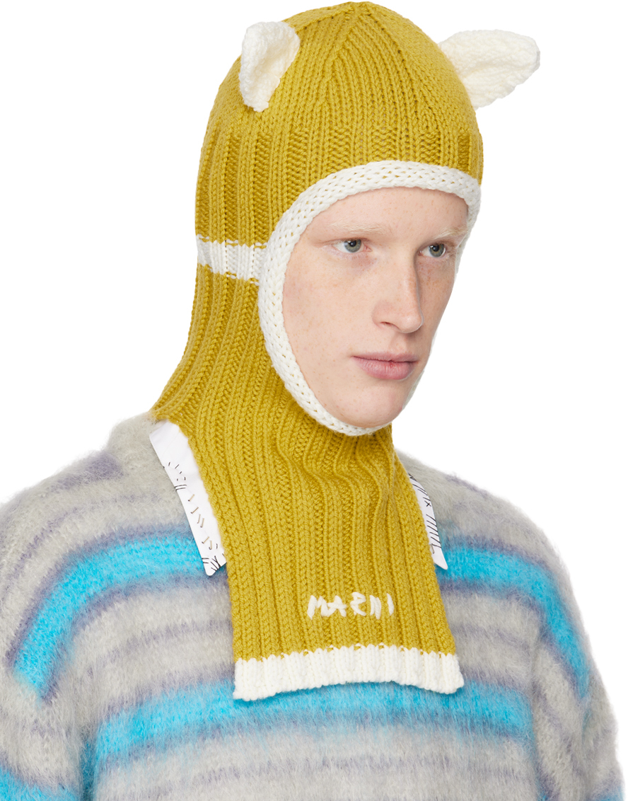 Marni Yellow & Off-White Ears Balaclava