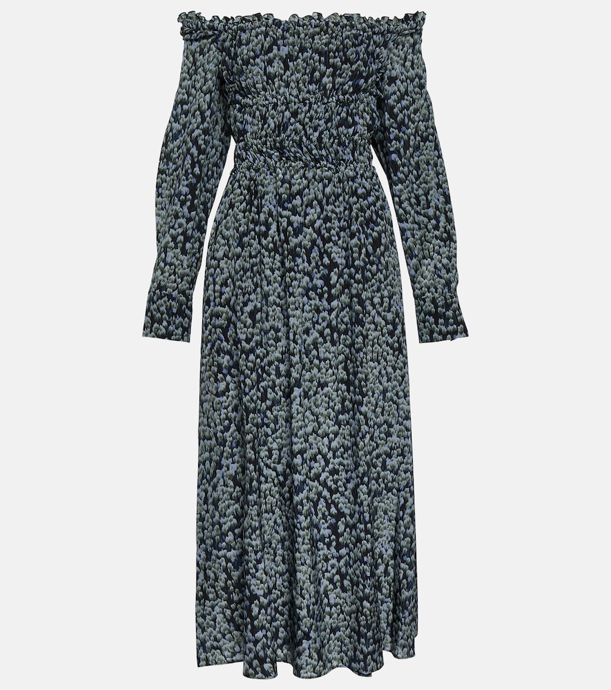 Lillian printed silk midi dress