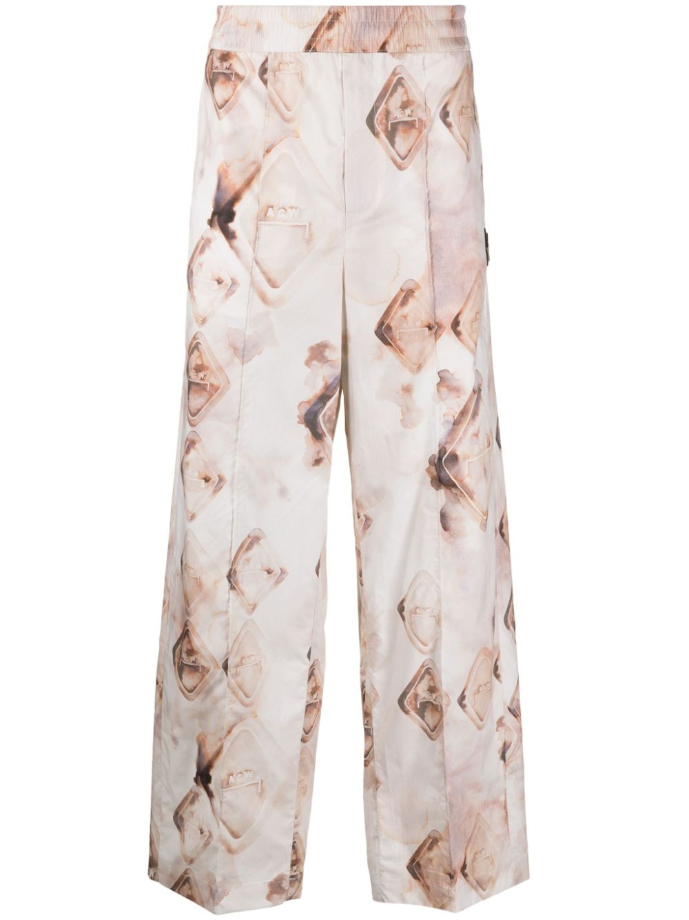 Rhombus logo-print cotton trousers - Neutrals