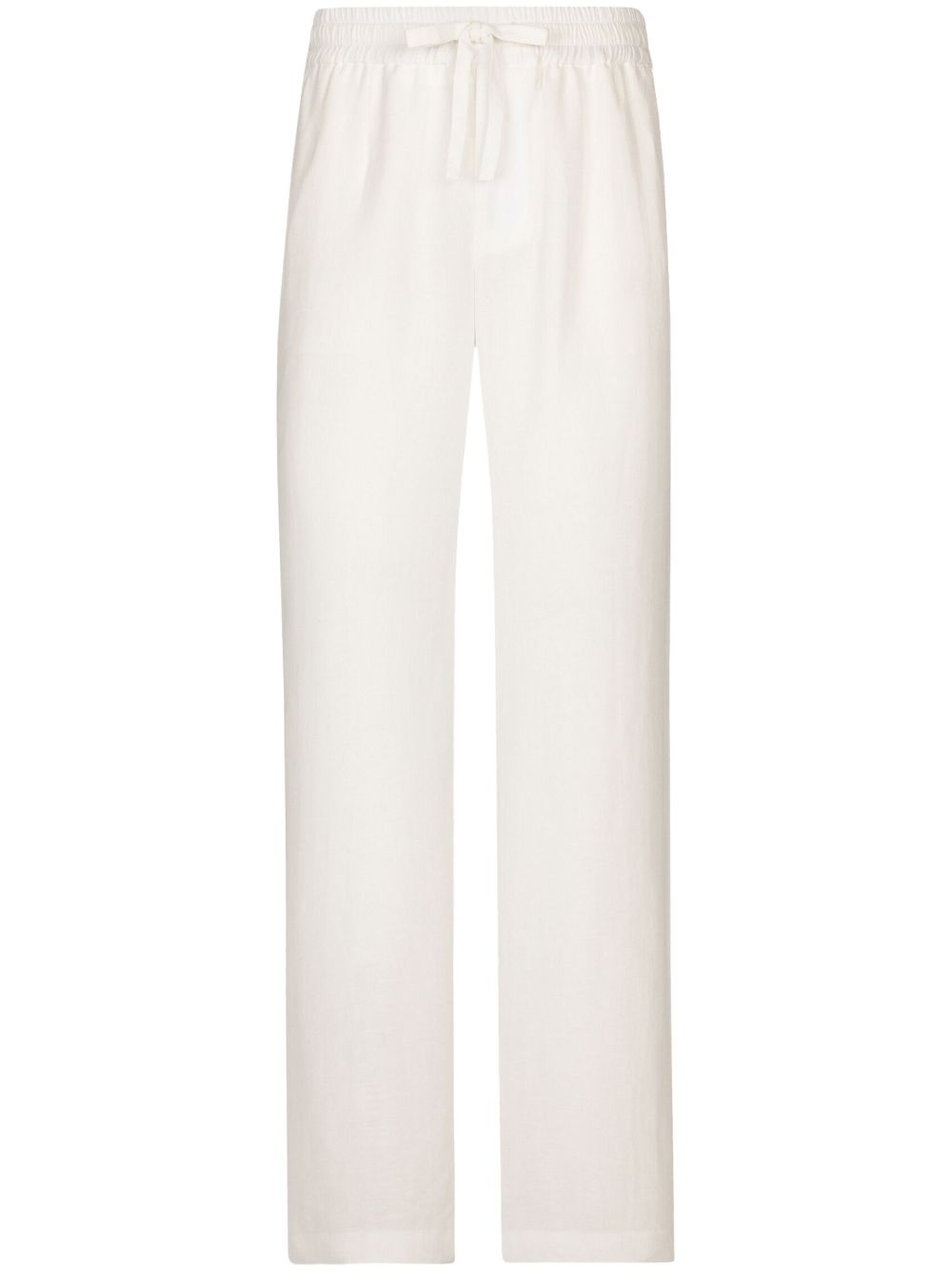Drawstring-fastening waistband trousers - White