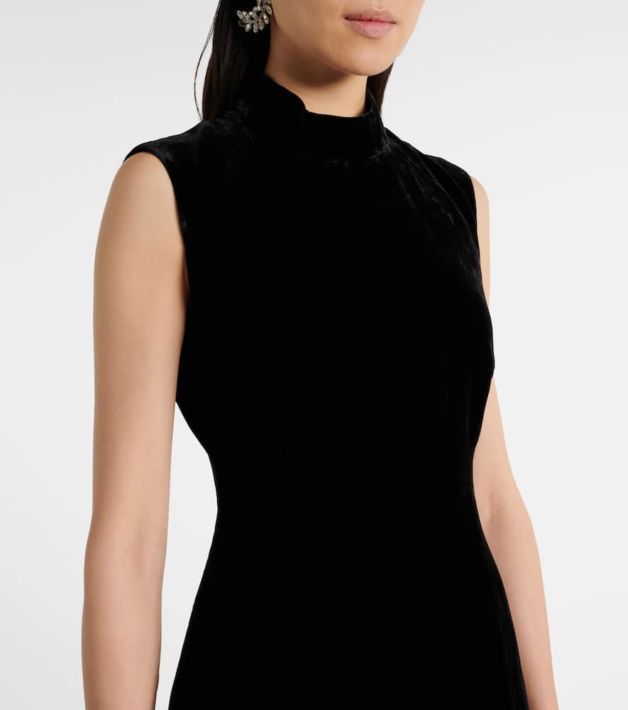 Velvet and satin midi dress