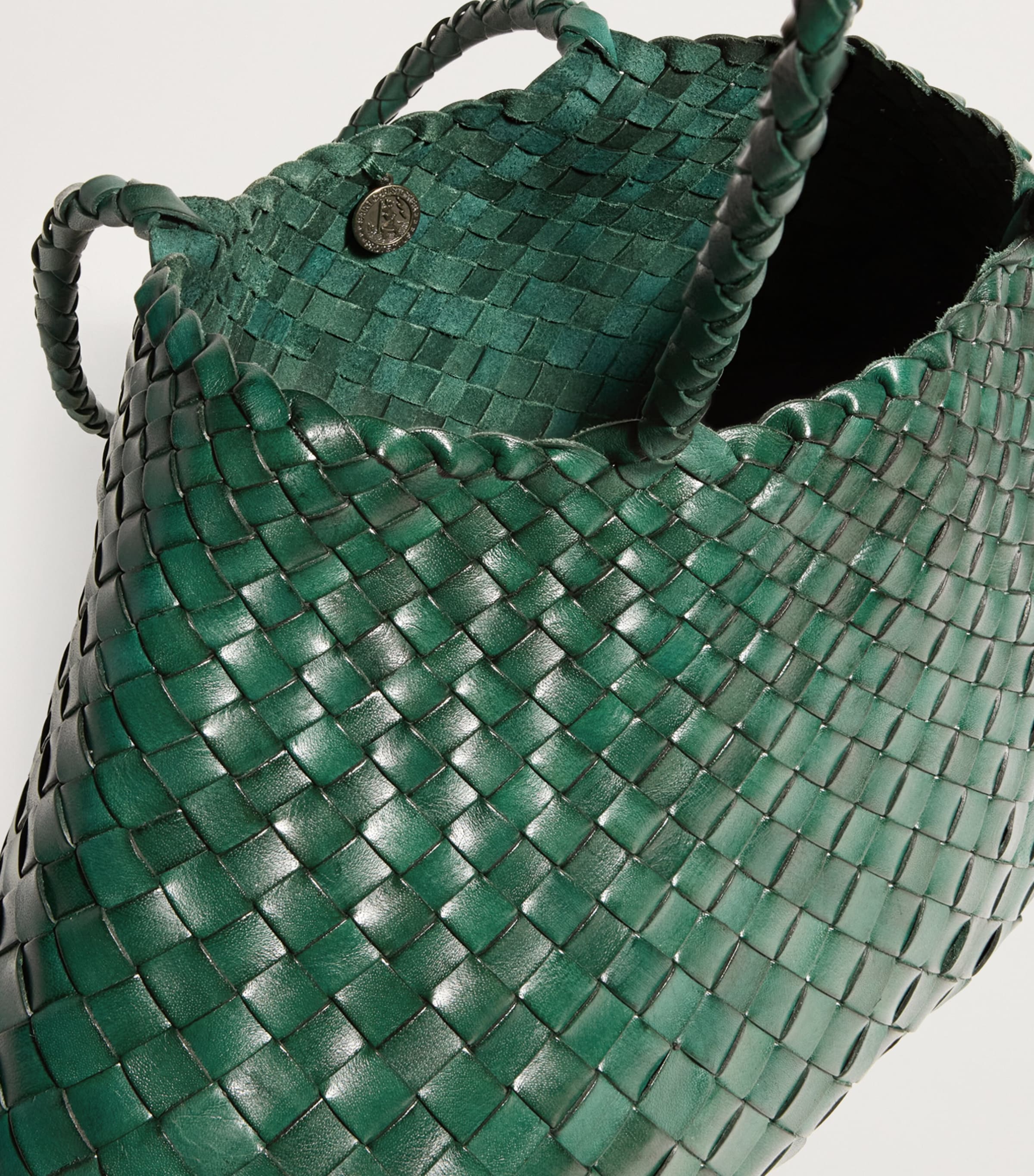 Large Leather Woven Santa Croce Tote Bag
