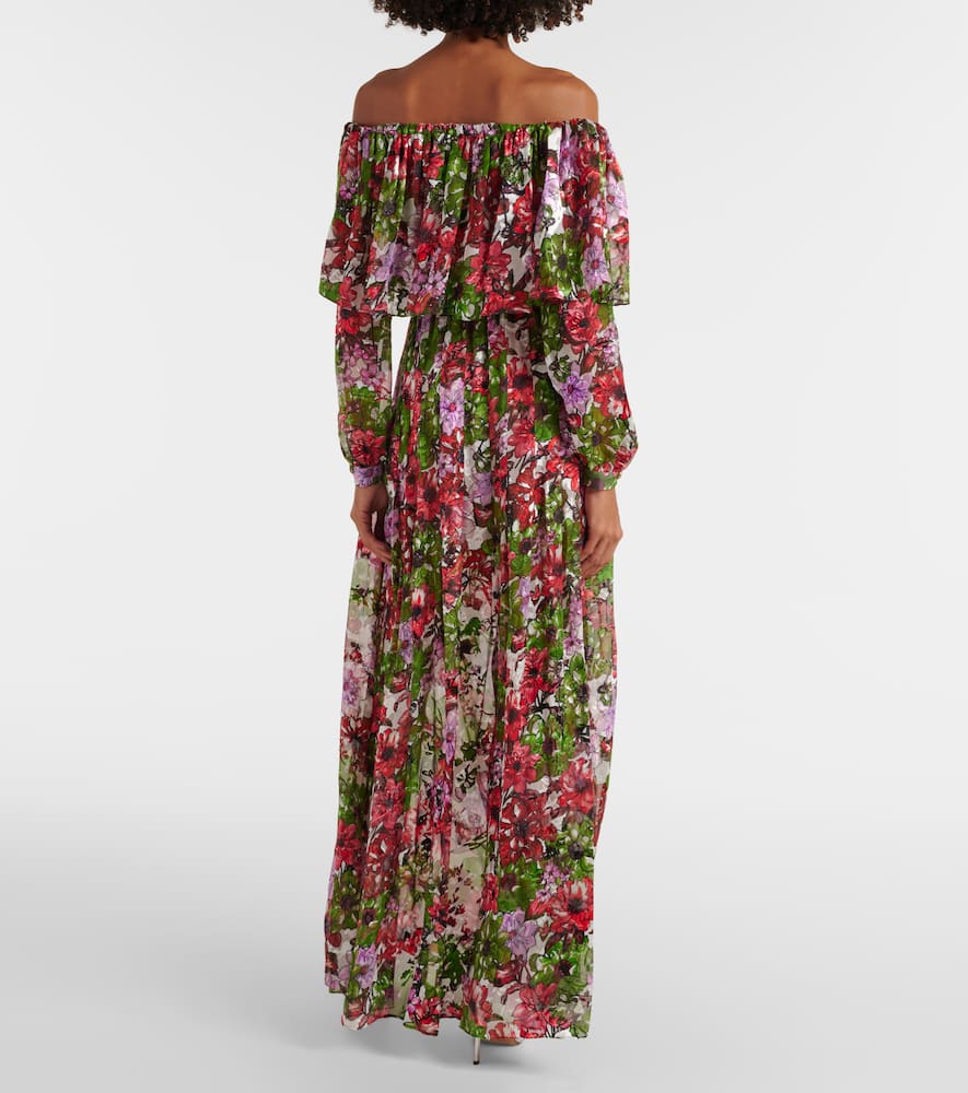 Floria devoré silk-blend chiffon gown