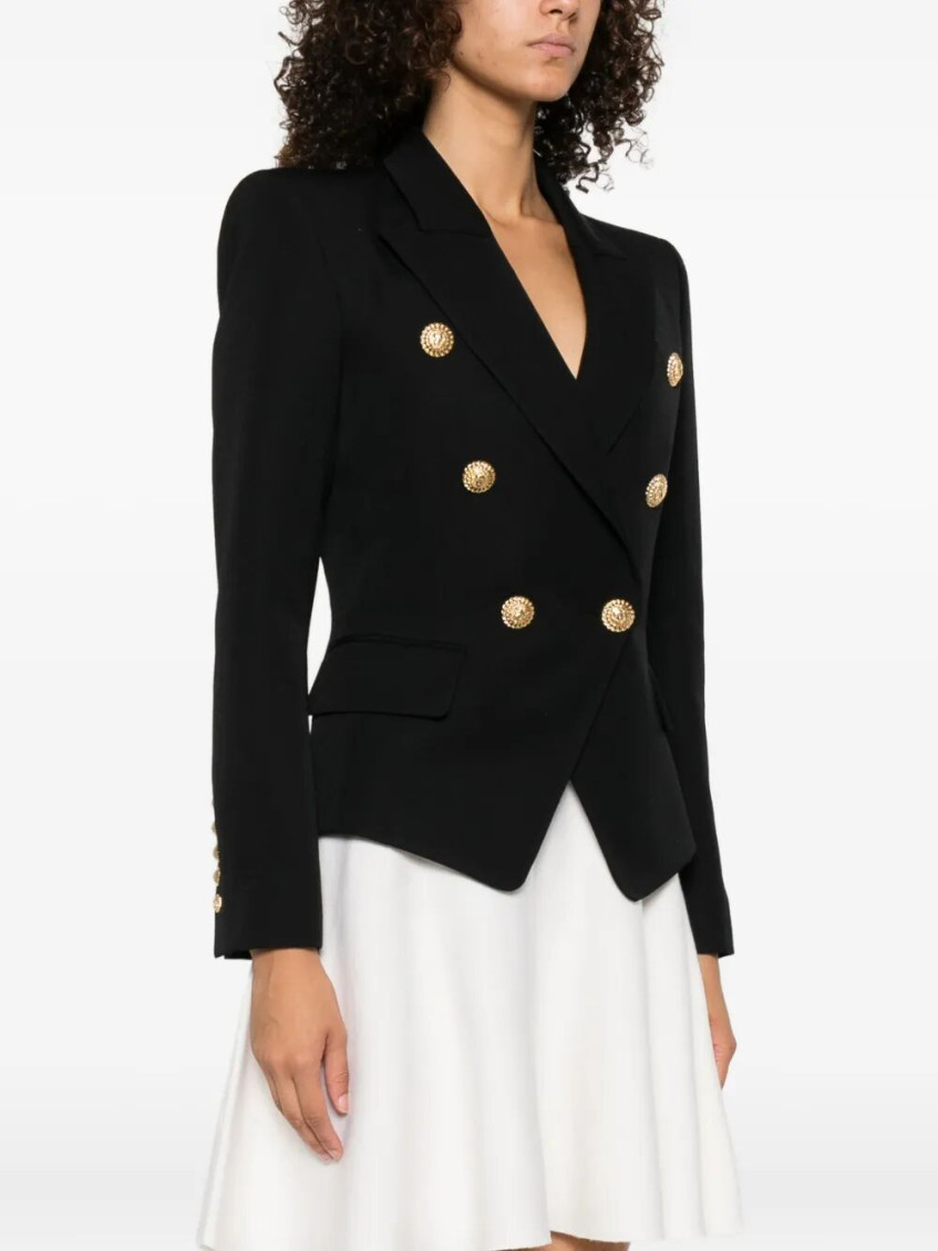 Black Double-breasted Wool Blazer