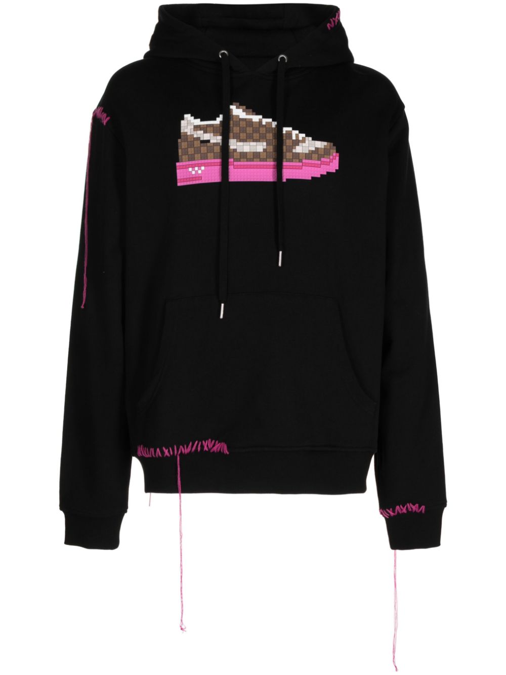 Graphic-print cotton hoodie - Black