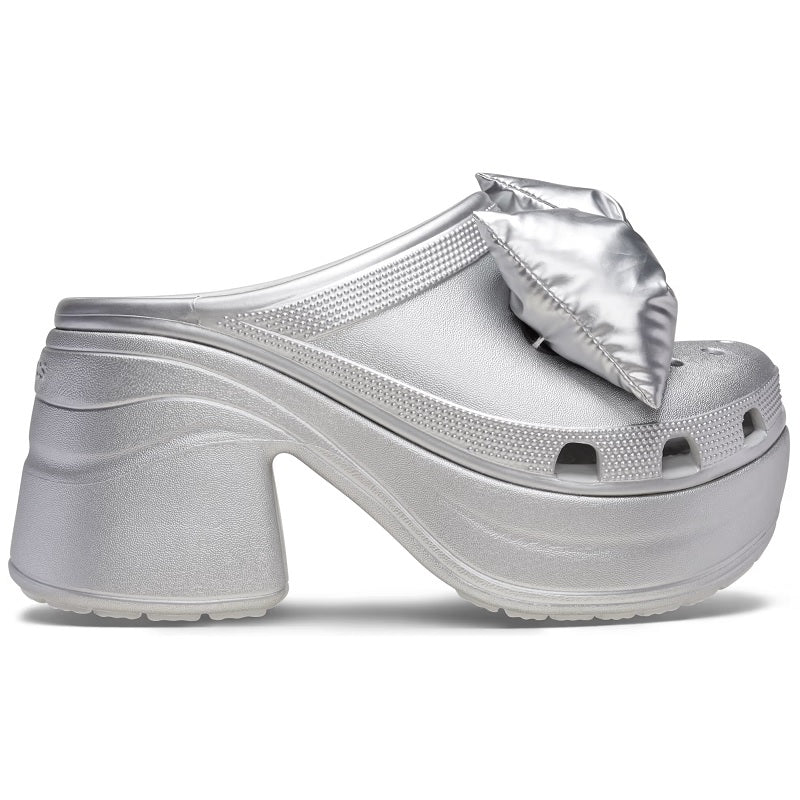 (WMNS) Siren Metallic Bow Clogs 'Silver'