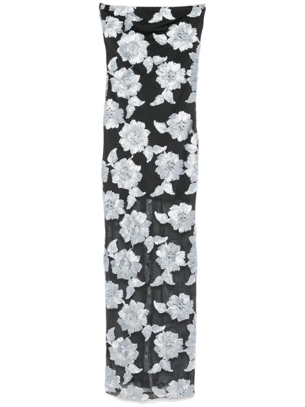 Flower mesh maxi dress - Grey