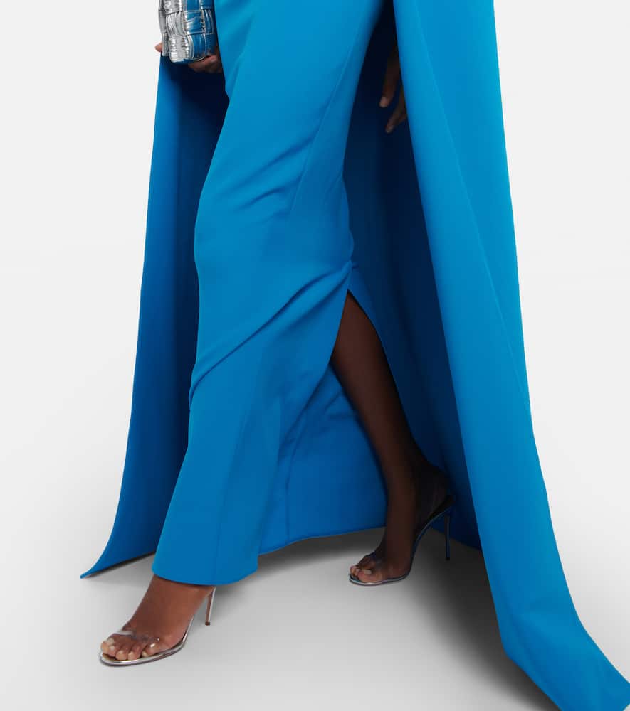 Cape crêpe maxi dress