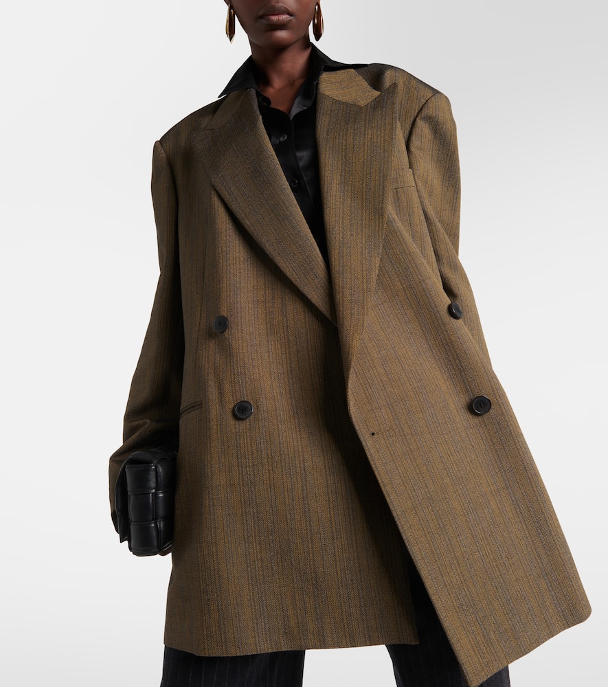 Double-breasted cotton-blend blazer