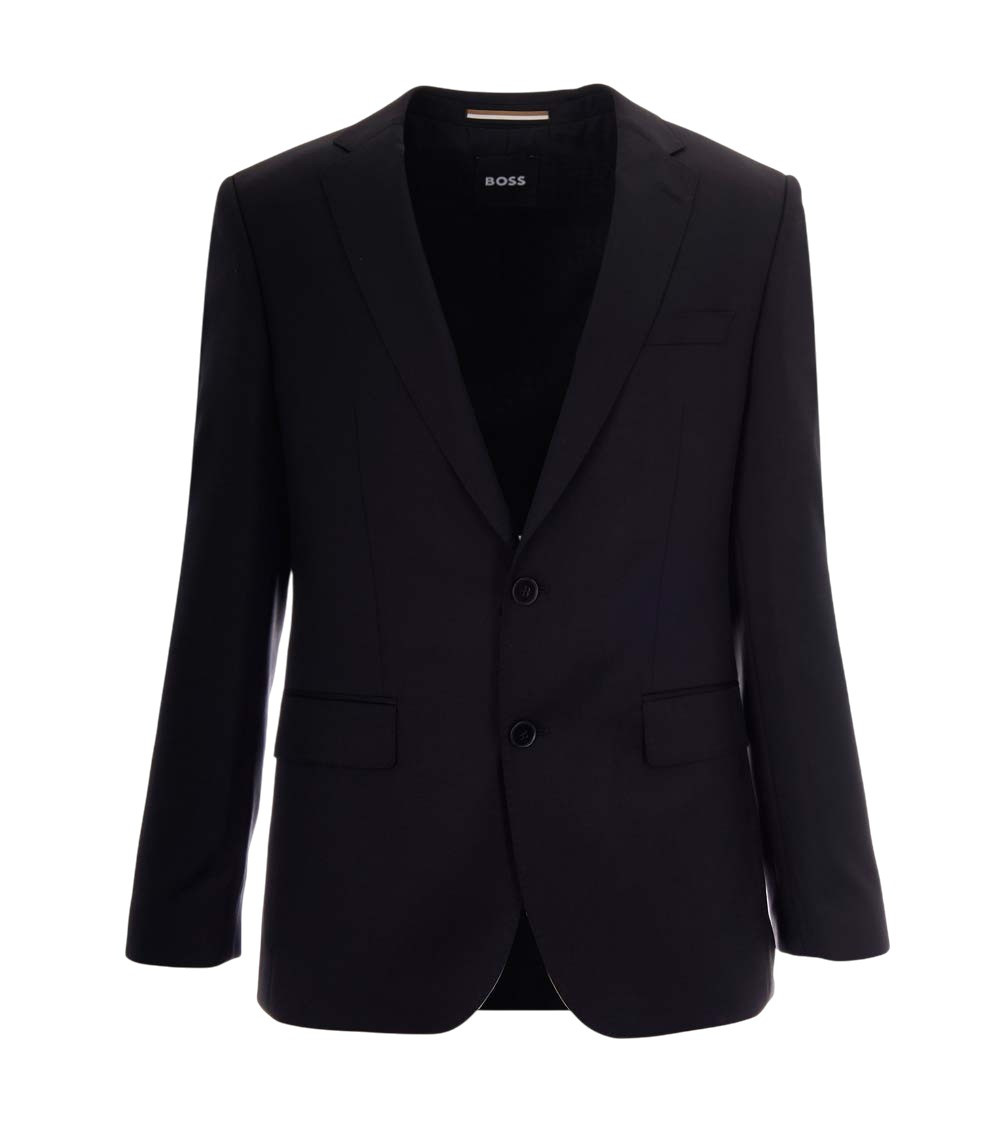 Black Solid Notched Lapel Jacket