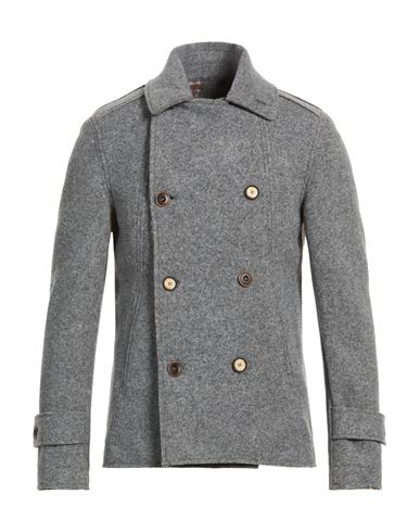 Man Coat Grey Size 38 Polyester, Acrylic, Virgin Wool, Elastane