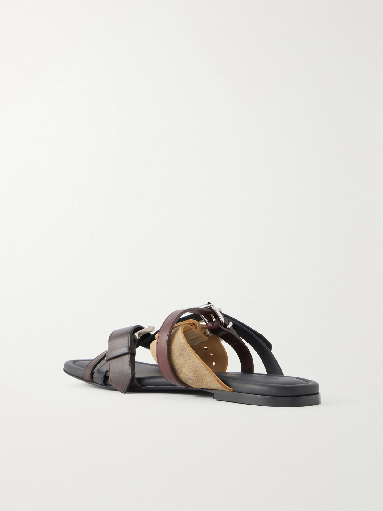Buckled Leather Sandals - Black