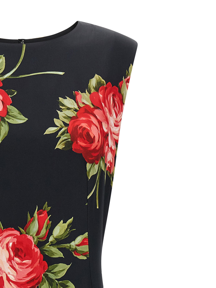 Roses Bouquet Print Midi Dress