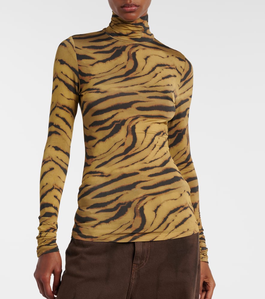 Tiger-print jersey top