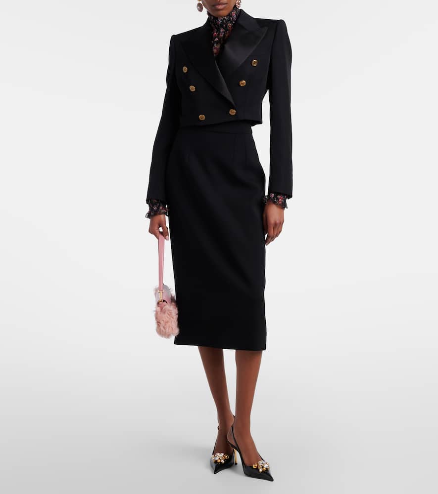 Wool-blend pencil skirt