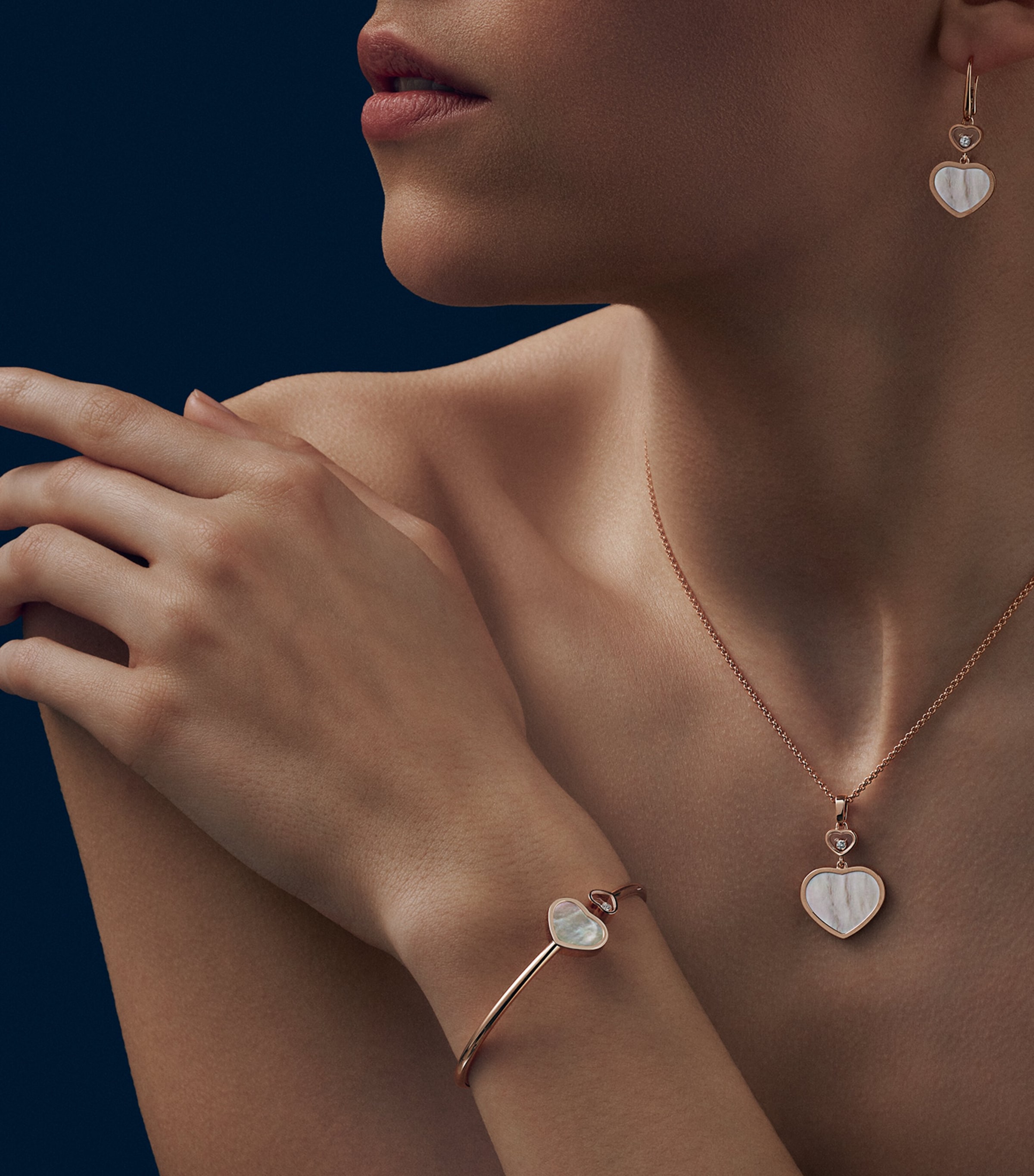 Rose Gold and Diamond Happy Hearts Bangle