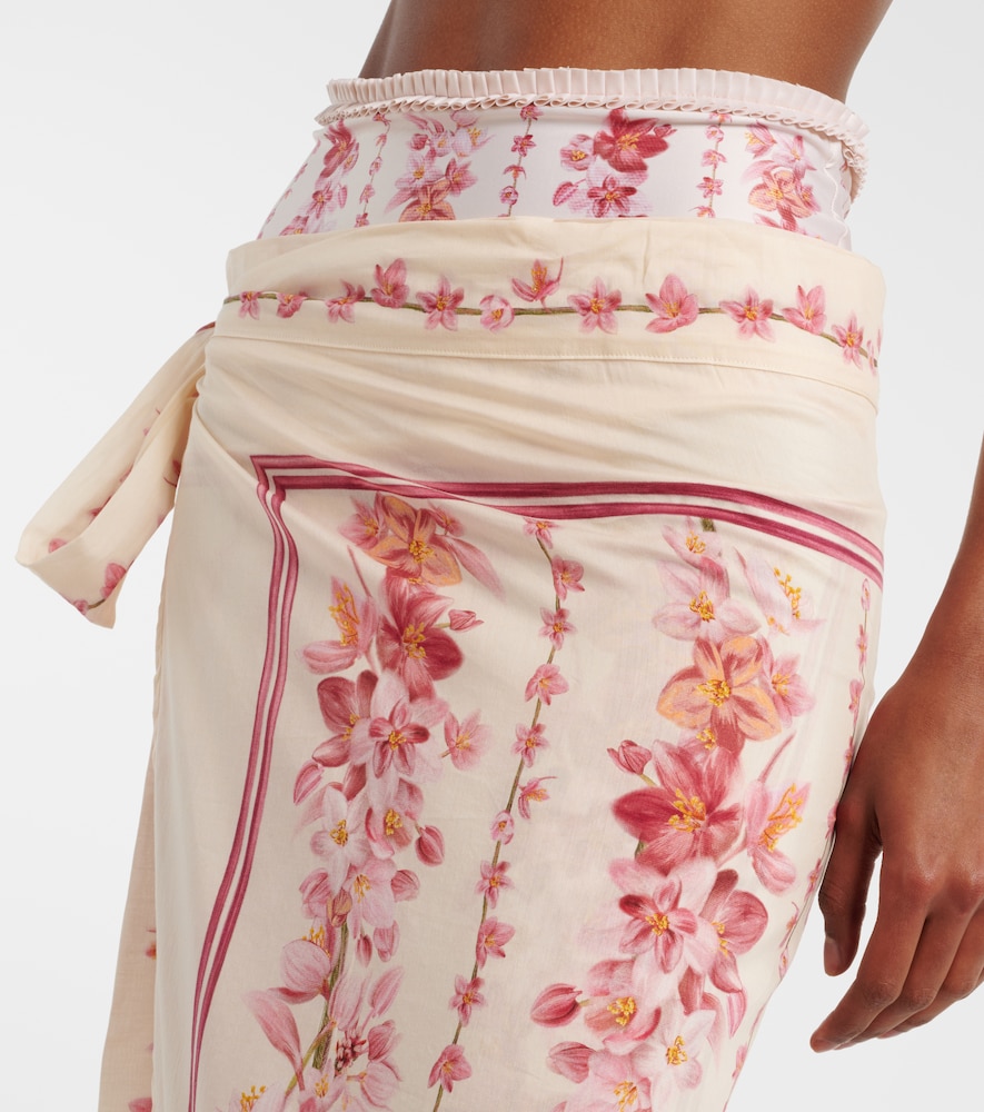 Lavanda floral cotton and silk beach cover-up