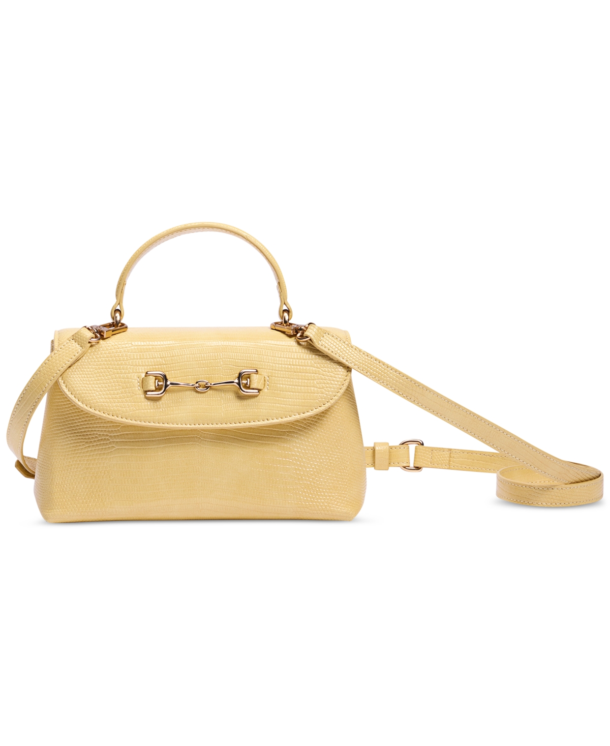 Loraine Lizard Embossed Top Handle Bag - Light Yellow