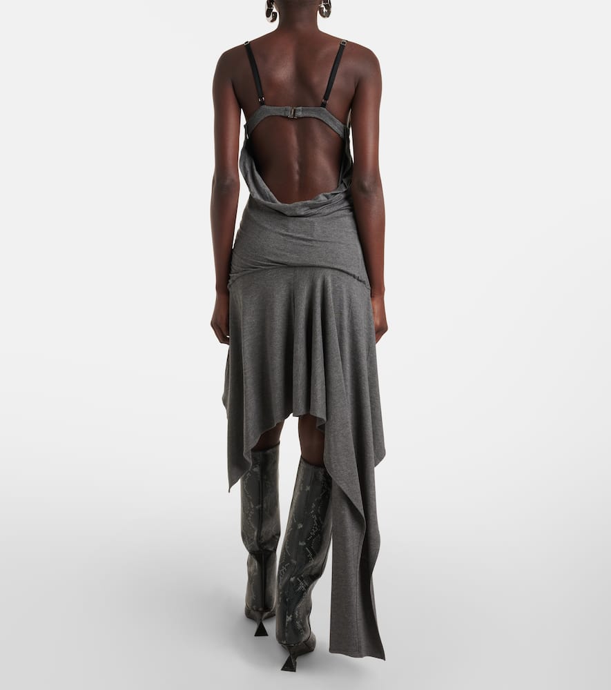 Asymmetric jersey minidress