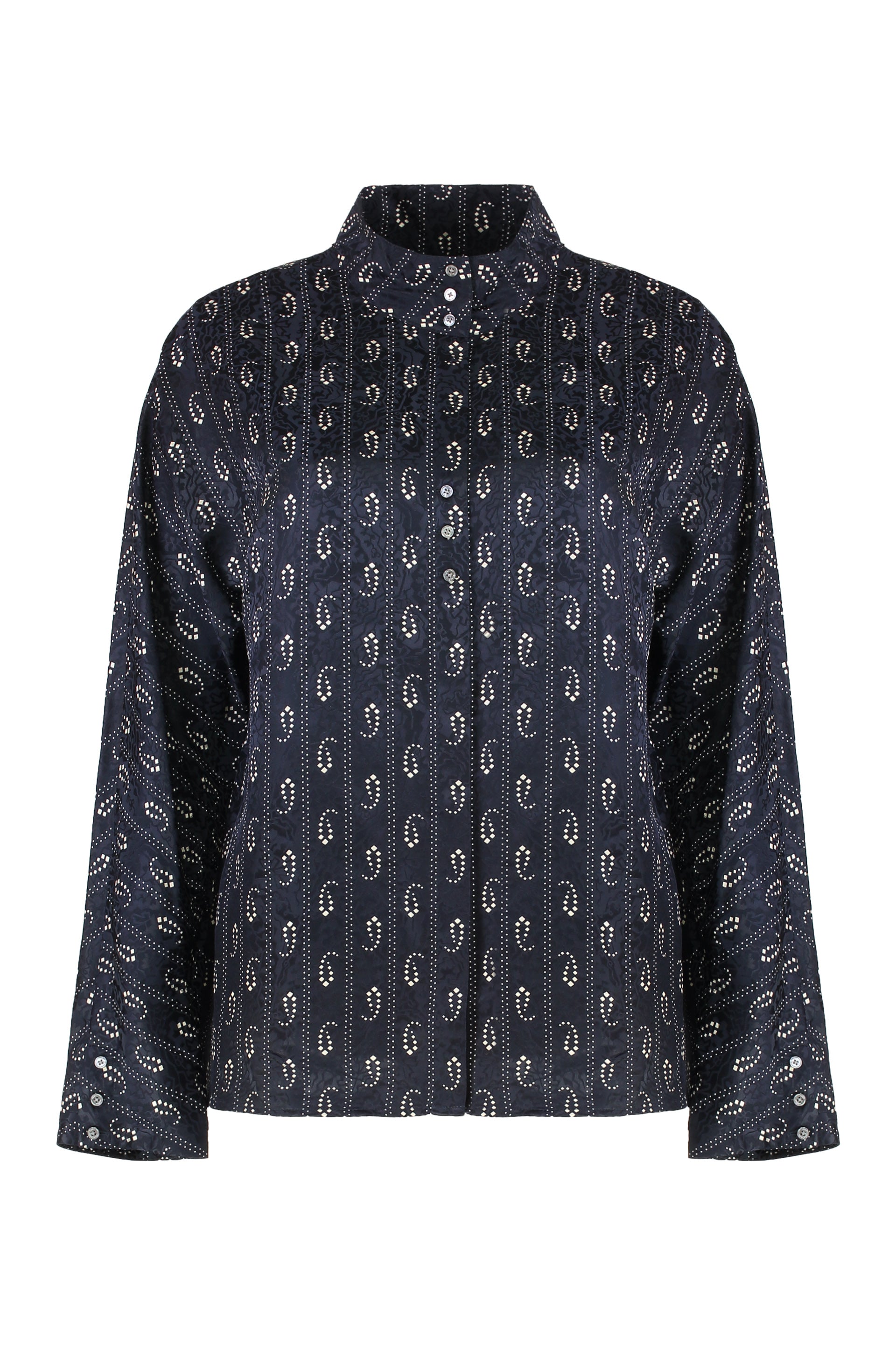 Jacquard Paisley Viscose-Silk Blouse