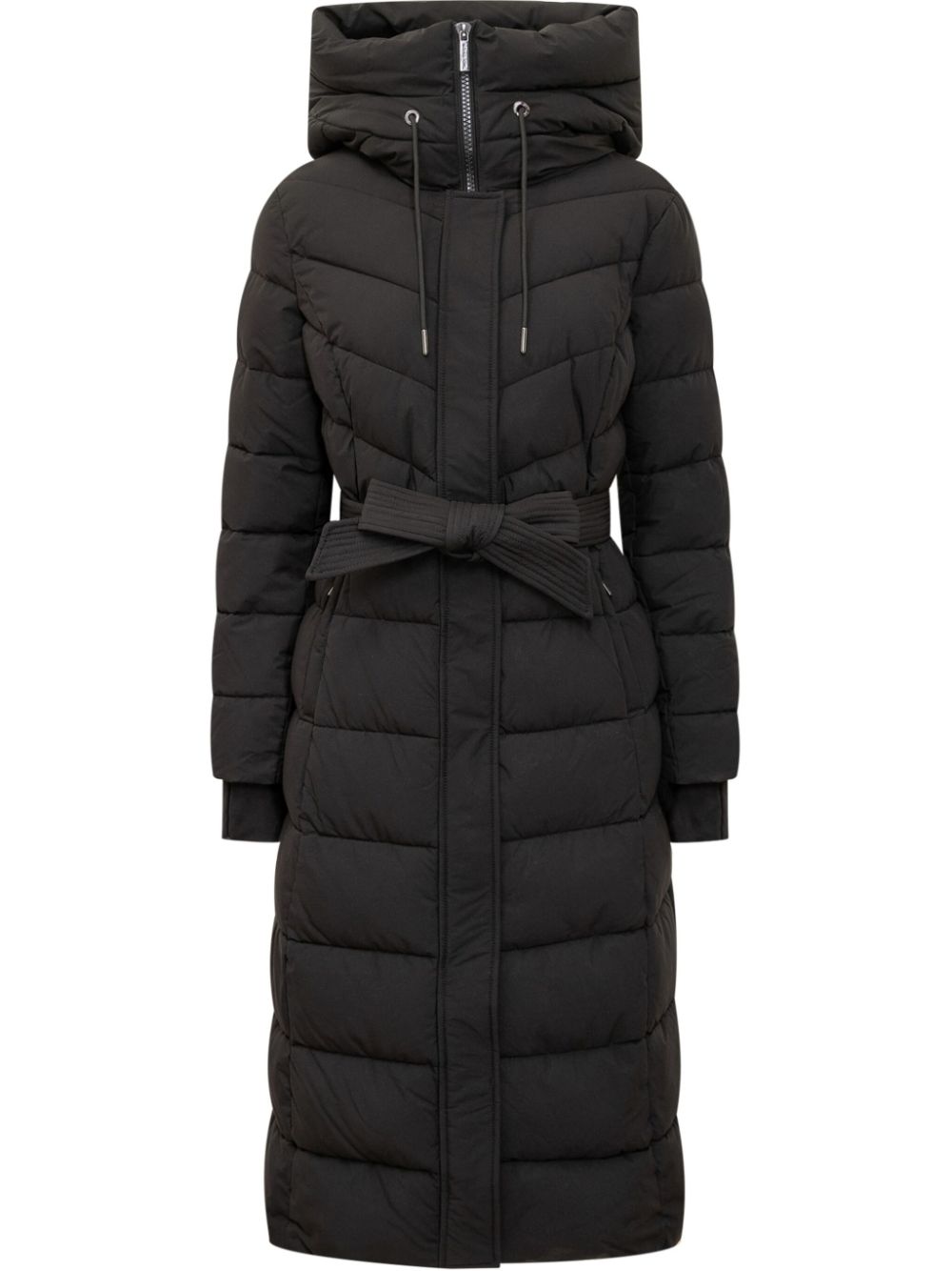 Quilted hooded puffer coat - Black
