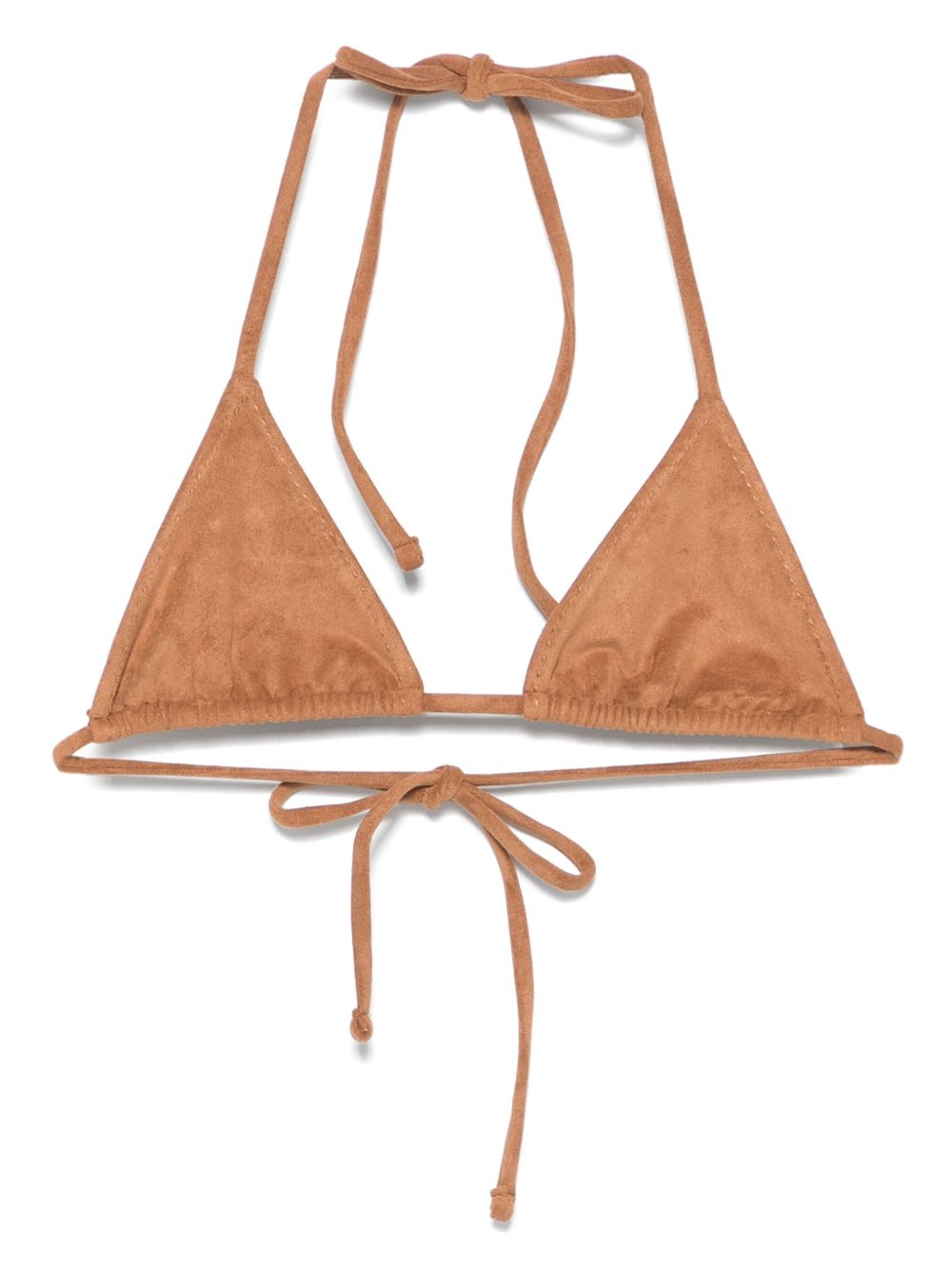 X Bella Hadid suede triangle bikini top - Brown