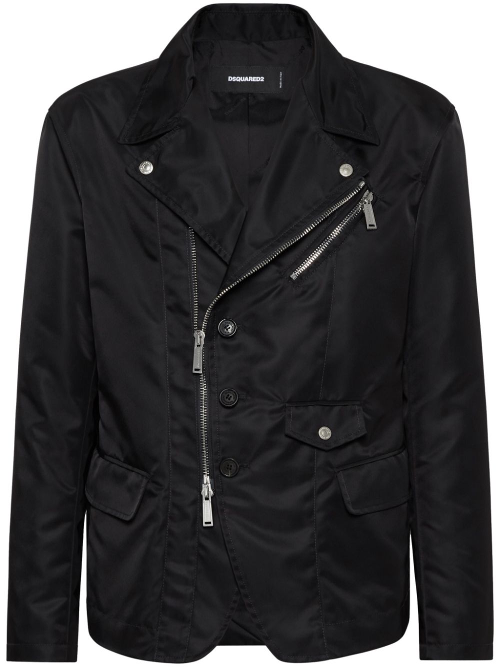 Satin biker jacket - Black