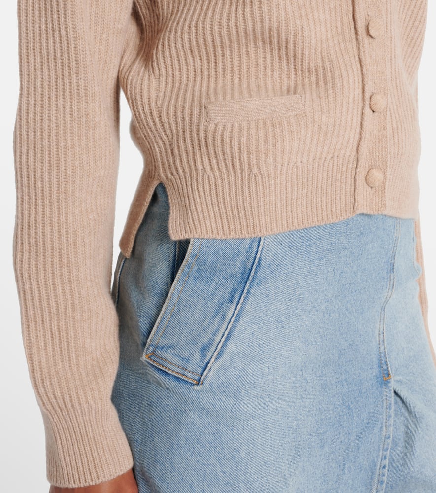 Ribbed-knit wool and cashmere cardigan