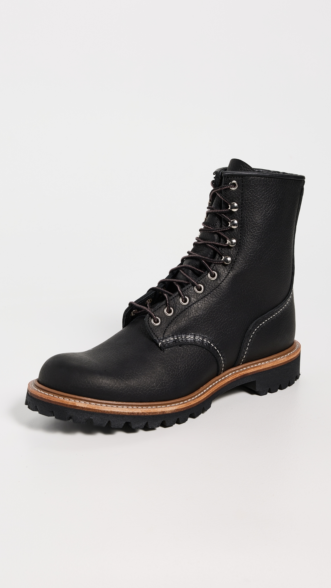 Logger Oil Slick Leather Boots 8 Black Oil Slick
