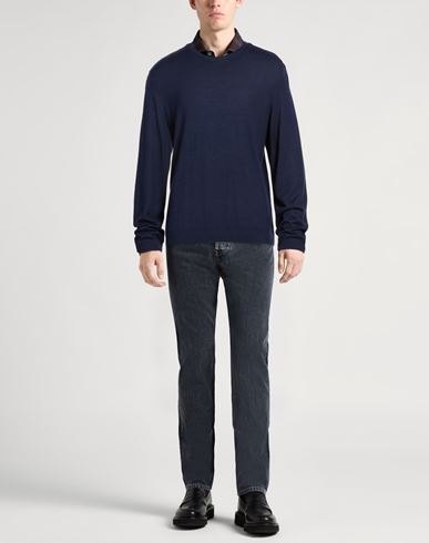 Man Sweater Midnight blue Size XL Alpaca wool, Silk
