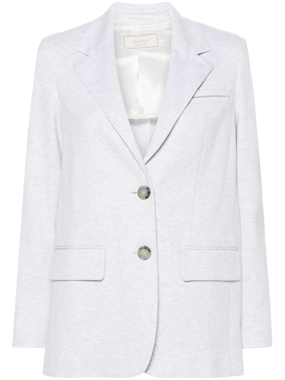 Single-Breasted Cotton-Blend Blazer — White
