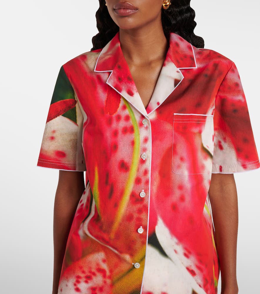 Printed cotton-blend twill shirt