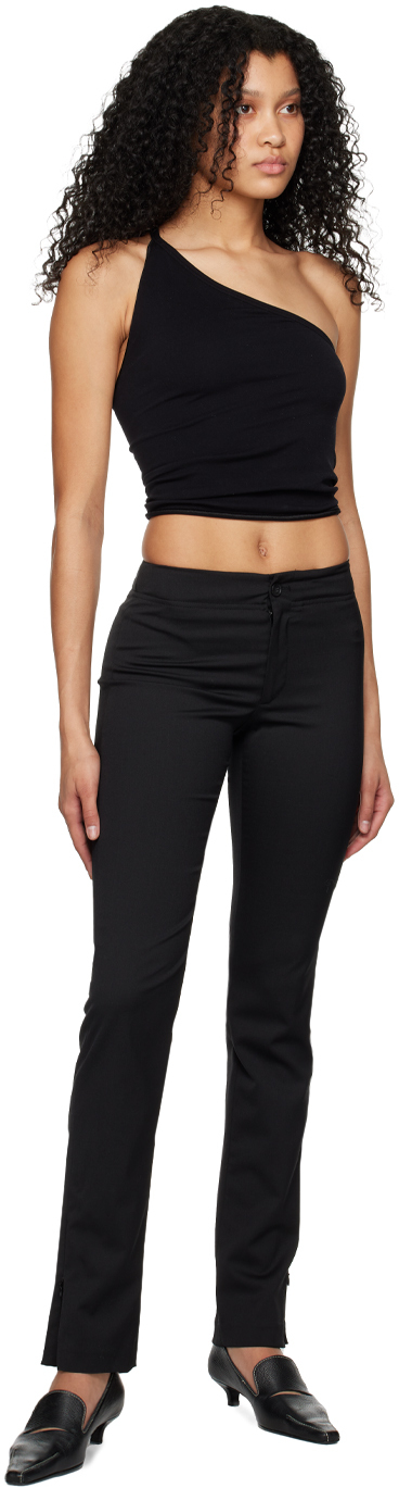 Black slim zip-up slacks