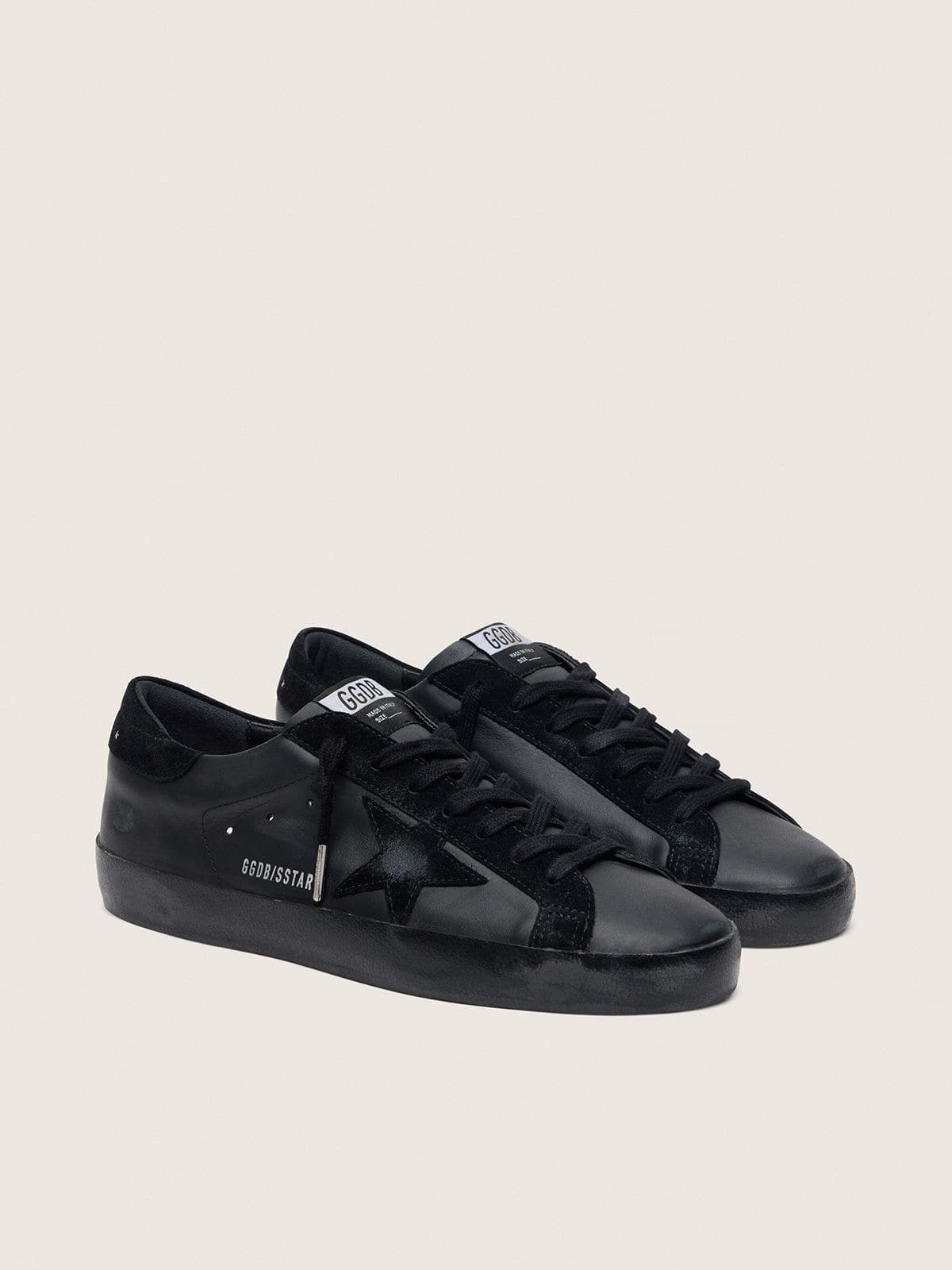 Golden Goose - Men's Super-star In Black Nappa With Suede Details And Black Foxing, Man